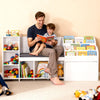 VEVOR Kids Reading Nook, Wooden Storage Bench with Backrest, Kids Bookshelf & Toy Organizer, Large Toy Box Chest for Playroom, Living Room or Entryway, Easy Assembly, 66.9 x 15.8 x 31.5 in, White