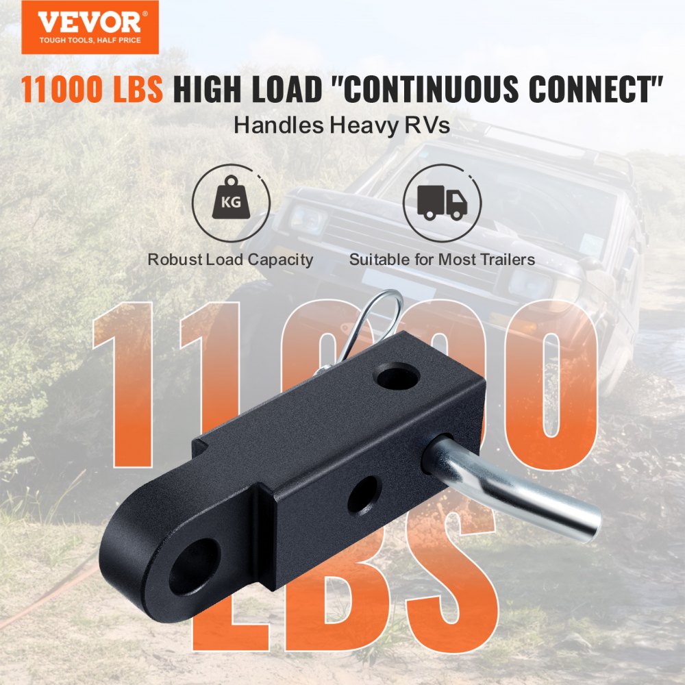 VEVOR Shackle Hitch Receiver, Fits 2" Receivers, 52900 lbs Breaking Strength, Heavy Duty Towing Accessories with Trailer Hitch Lock Pin for Trucks, Jeeps, Off-Road Vehicle Recovery, Aluminum Alloy