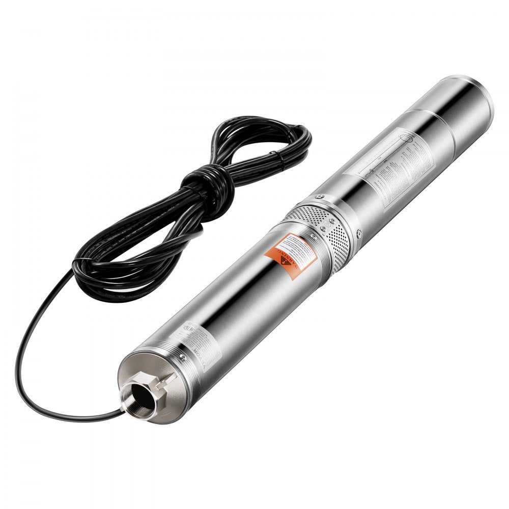 VEVOR Deep Well Submersible Pump, 1.5 HP Output Power, 115V, 31.7 GPM Flow 276 ft Head, with 32.81 ft Cord, Stainless Steel Water Pump, for Industrial, Irrigation, and Home Use, IP68 Waterproof Grade