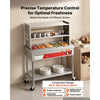 VEVOR Commercial Food Warmer 5 x 1/3 Pans Electric Steam Table 1500W, for Buffet Restaurant Catering Party, Professional Stainless Steel Server, with Undershelf, Rolling Stand, and Temp Control