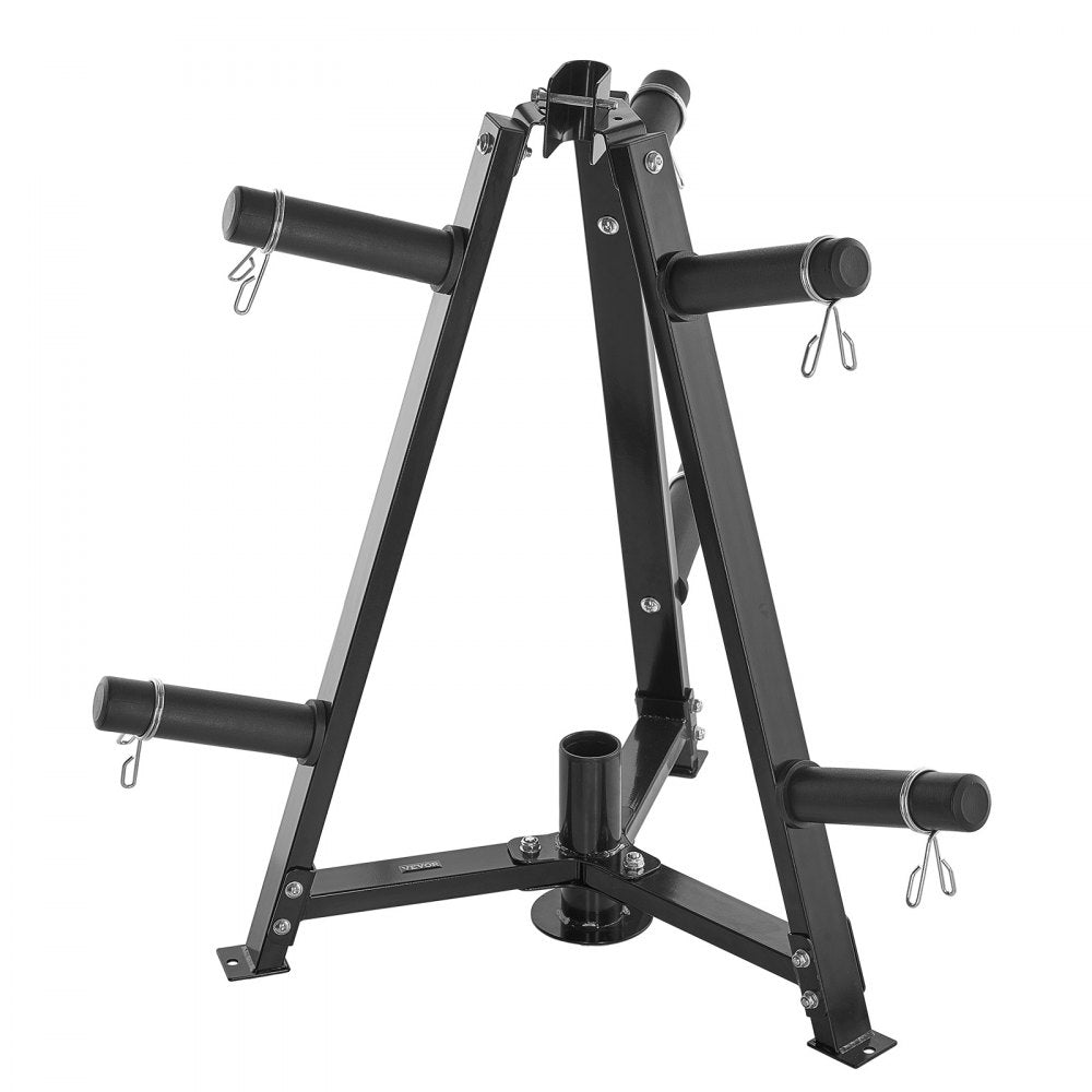 VEVOR Weight Plate Rack, Weight Plate Tree for 2-Inch Weight Plates, Standard Weight Plate Tree, 300 lbs Load Capacity Weight Storage Holder, Home Gym Barbell Rack Storage Stand, Black