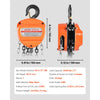 VEVOR Hand Chain Hoist, 2 Ton 4400 lbs Capacity, Manual Chain Block with Upgrade G80 Galvanized Chain, 10 ft Lifting Height, Heavy Duty Pulley Hoist for Garage Warehouse Automotive Machinery, Orange