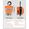 VEVOR Hand Chain Hoist, 2 Ton 4400 lbs Capacity, Manual Chain Block with Upgrade G80 Galvanized Chain, 20 ft Lifting Height, Heavy Duty Pulley Hoist for Garage Warehouse Automotive Machinery, Orange