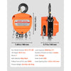 VEVOR Hand Chain Hoist, 3 Ton 6600 lbs Capacity, Manual Chain Block with Upgrade G80 Galvanized Chain, 10 ft Lifting Height, Heavy Duty Pulley Hoist for Garage Warehouse Automotive Machinery, Orange