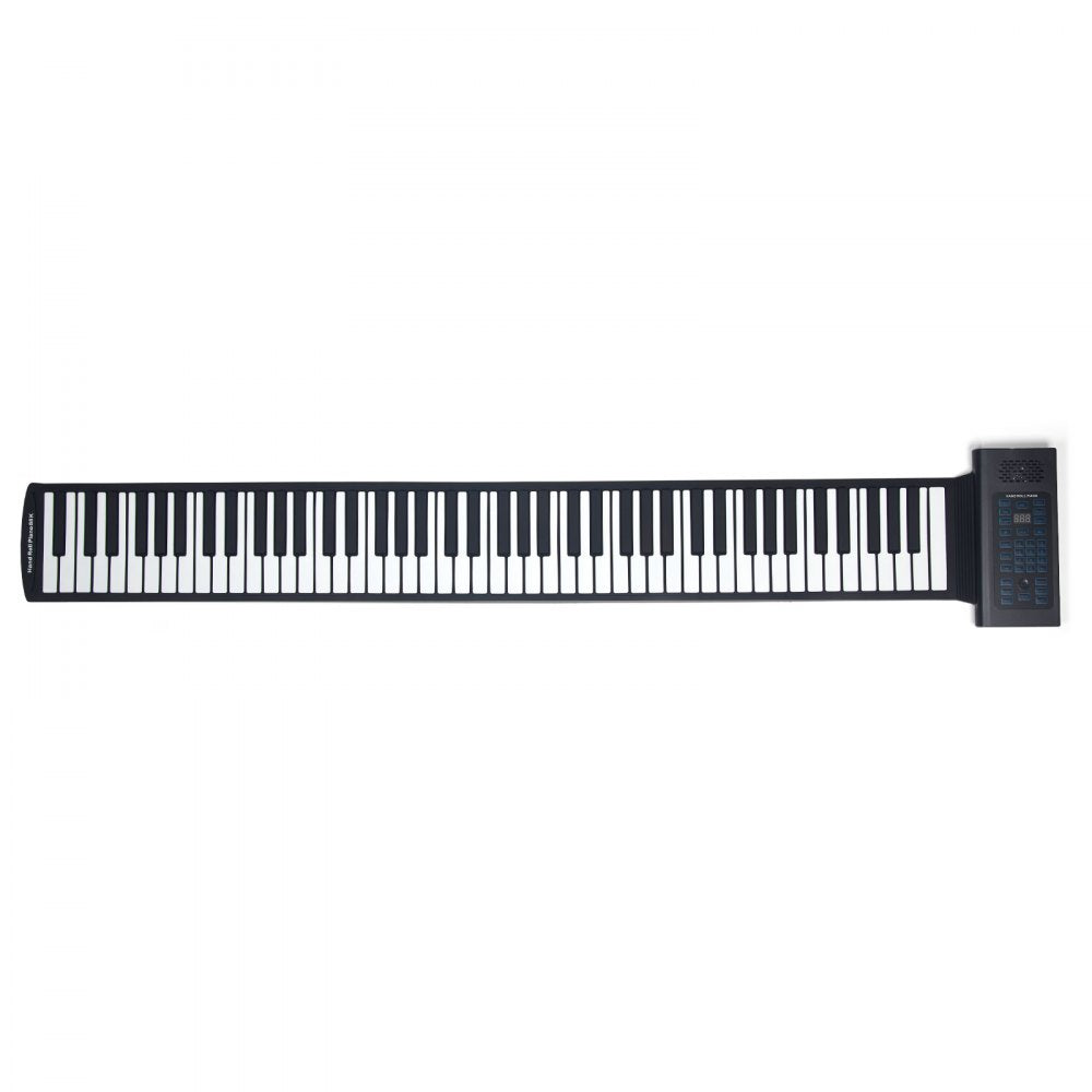 VEVOR 88 Keys Roll Up Keyboard Piano, 128 Rhythms, 128 Tones Portable Electric Digital Hand Roll Piano with Rechargeable Battery 2W Speaker LED Display 5 Ports MIDI Function, for Kids Beginners Adults