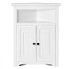 VEVOR 32" Corner Storage Cabinet, 3 Tiers Small Storage Cabinet with 2 Wooden Doors & Adjustable Shelves, Freestanding Corner Kitchen Cabinet for Living Room, Kitchen, Laundry Room, Bathroom, White