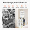 VEVOR 64" Tall Corner Storage Cabinet, 6 Tiers Wooden Storage Cabinet with USB Ports and Outlets & Adjustable Shelves, Freestanding Corner Cabinet for Living Room, Kitchen, Laundry Room, White