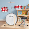 VEVOR Kids Drum Set, 3-Piece 14 in Junior Drum Sets, Beginner Drums Set with Adjustable Throne, Cymbal & Two Pairs of Drumsticks, Musical Learning Drums Instruments Kit, for Children Ages 6-13 (Red)