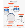 VEVOR Kids Drum Set, 3-Piece 14 in Junior Drum Sets, Beginner Drums Set with Adjustable Throne, Cymbal & Two Pairs of Drumsticks, Musical Learning Drums Instruments Kit, for Children Ages 6-13 (Blue)
