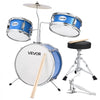 VEVOR Kids Drum Set, 3-Piece 14 in Junior Drum Sets, Beginner Drums Set with Adjustable Throne, Cymbal & Two Pairs of Drumsticks, Musical Learning Drums Instruments Kit, for Children Ages 6-13 (Blue)