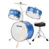 VEVOR Kids Drum Set, 3-Piece 14 in Junior Drum Sets, Beginner Drums Set with Adjustable Throne, Cymbal & Two Pairs of Drumsticks, Musical Learning Drums Instruments Kit, for Children Ages 6-13 (Blue)
