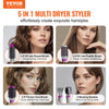 VEVOR Hair Air Styler and Dryer Brush, 5-in-1 Multi Hair Styler, Ionic Blow Dryer Brush with 3 Heat Settings, 3 Brushes & 2 Nozzles, High-Speed Hair Styling Tool for Volumizing Straightening Curling