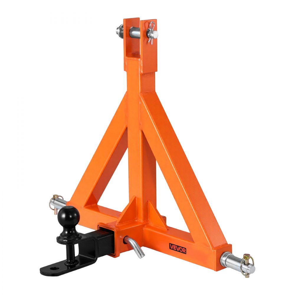 VEVOR 3 Point Trailer Hitch with 2" Receiver, 3 Pt Quick Hitch Attachment with Trailer Ball, Tractor Tow Drawbar Adapter, Fits Category 1, Kubota, Mahindra, Ford, Yanmar, John Deere, Massey Ferguson