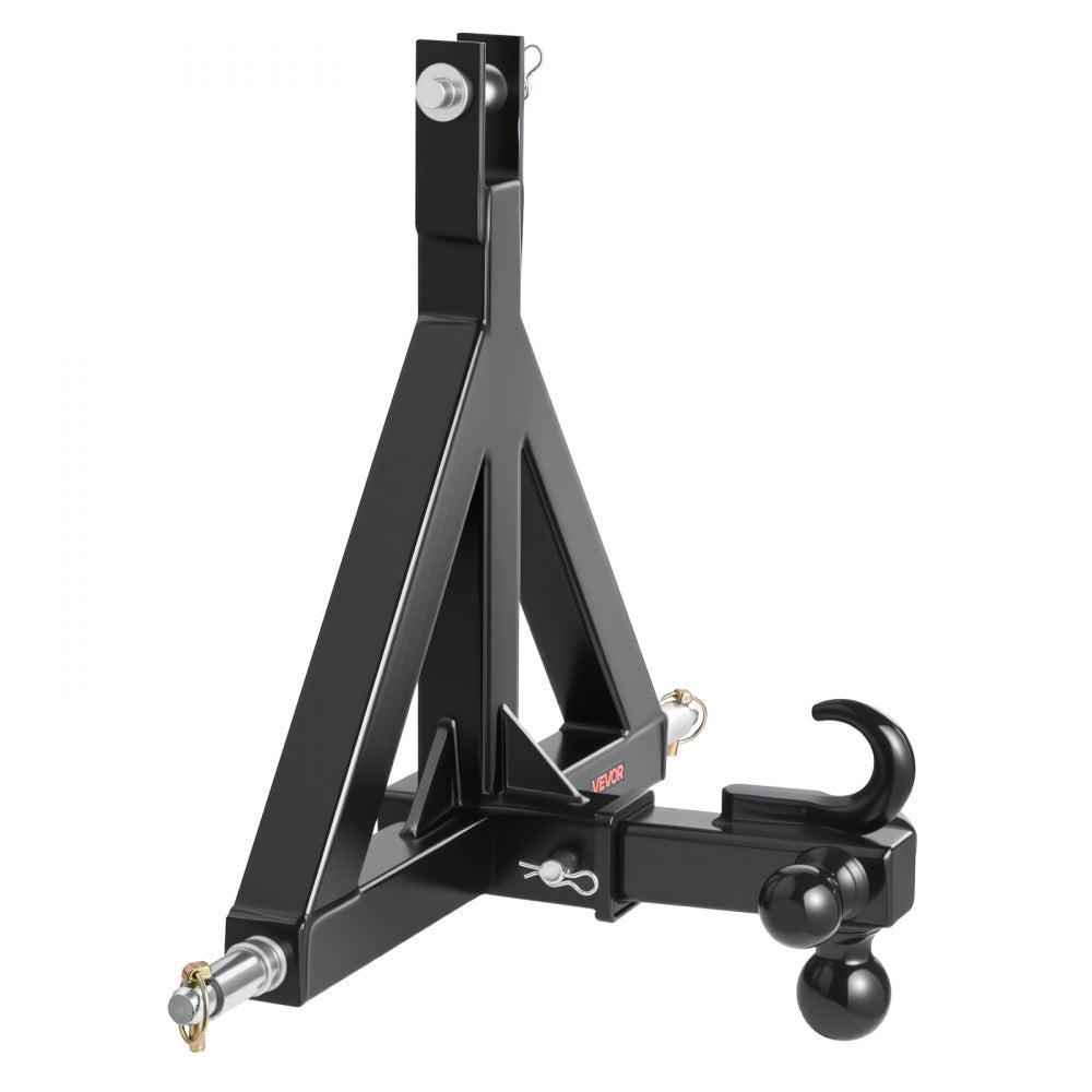 VEVOR 3 Point Trailer Hitch 2 in Receiver, 3pt Quick Hitch Attachment with 3 Trailer Balls, Tractor Tow Drawbar Adapter, Compatible with Kubota, Mahindra, Ford, Yanmar, John Deere, Massey Ferguson
