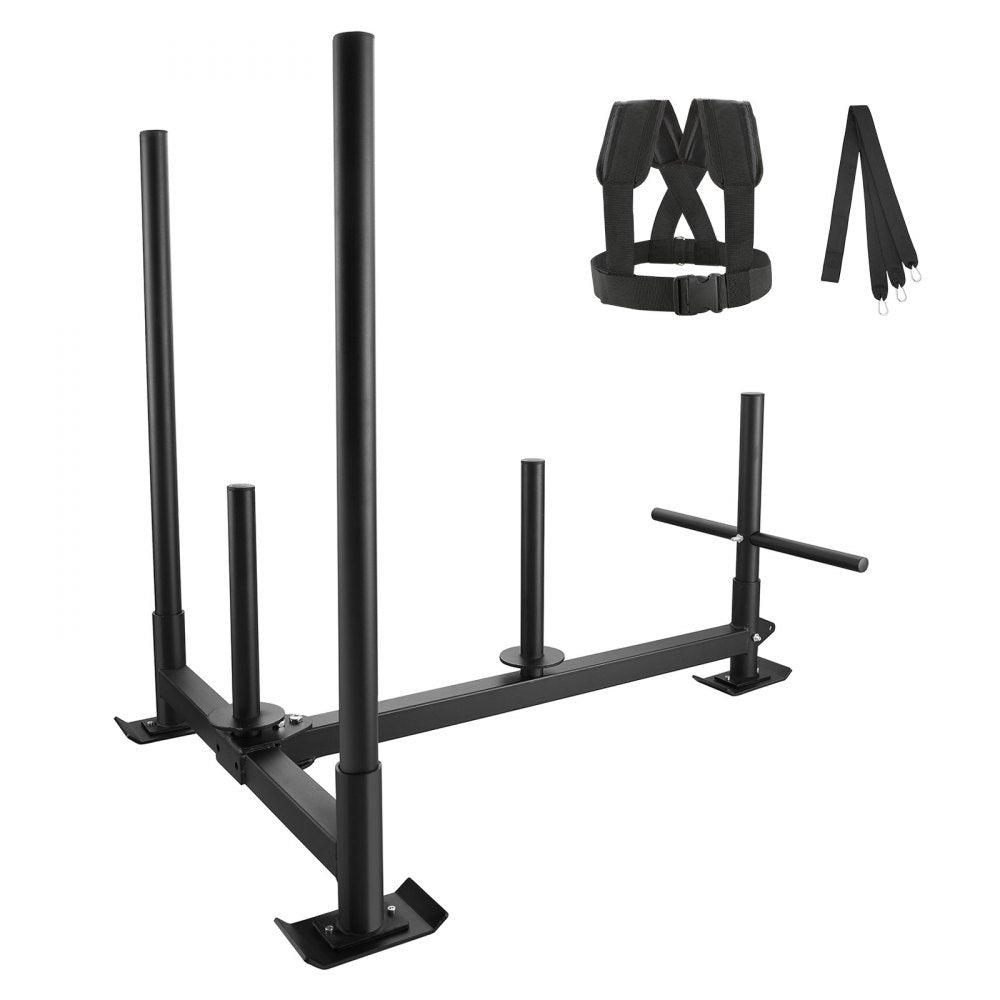 VEVOR Weight Training Sled, Pull Push Power Sled with Handle, Fitness Strength Resistance Training, Steel Workout Equipment for Athletic Exercise & Speed Improvement, Fit for 2" Weight Plate, Black