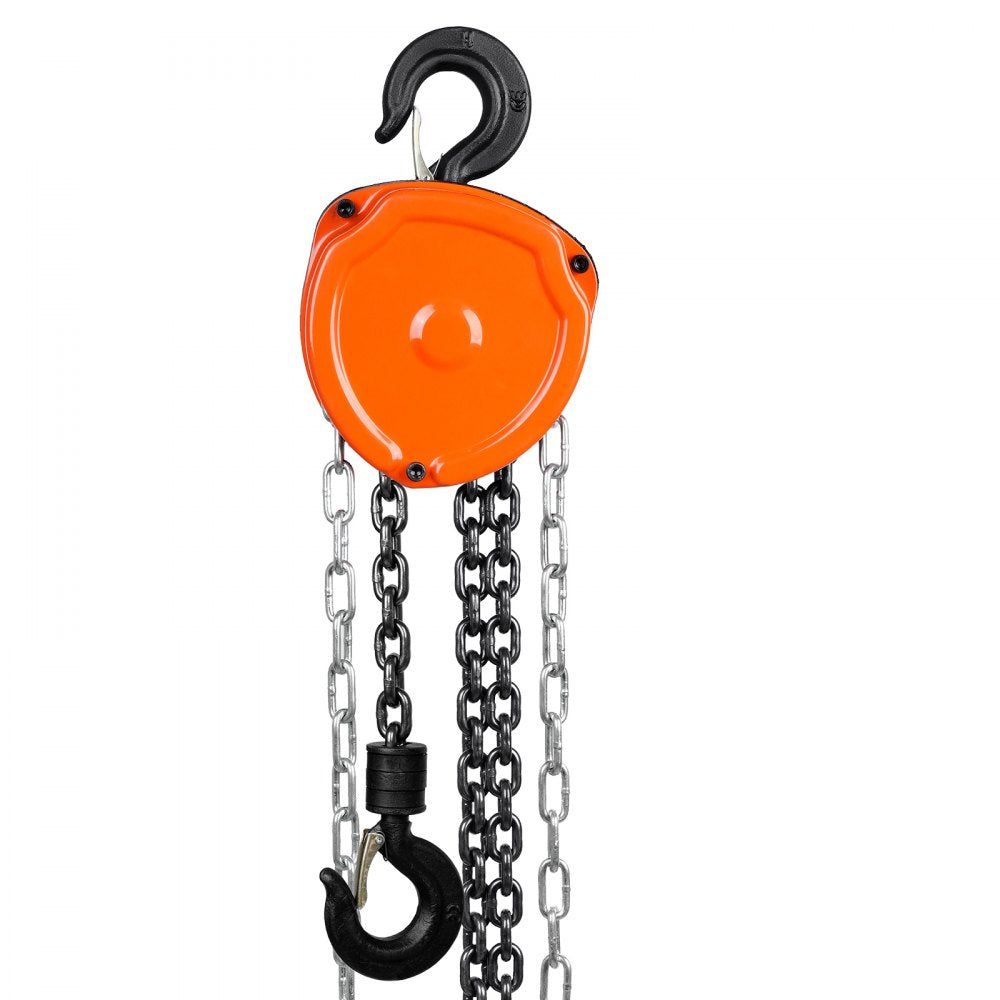 VEVOR 1/2 Ton/1100 LBS Hand Chain Hoist 10 FT Come Along, 1100 lbs Capacity G80 Galvanized Carbon Steel with Double-Pawl Brake, Auto Chain Leading & 360° Rotation Hook, for Garage Factory Dock