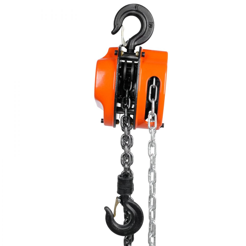 VEVOR 1/2 Ton/1100 LBS Hand Chain Hoist 10 FT Come Along, 1100 lbs Capacity G80 Galvanized Carbon Steel with Double-Pawl Brake, Auto Chain Leading & 360° Rotation Hook, for Garage Factory Dock