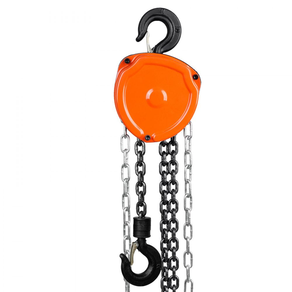VEVOR Hand Chain Hoist, 1 Ton 2200 lbs Capacity 10 FT Come Along, G80 Galvanized Carbon Steel with Double-Pawl Brake, Auto Chain Leading & 360° Rotation Hook, for Garage Factory Dock