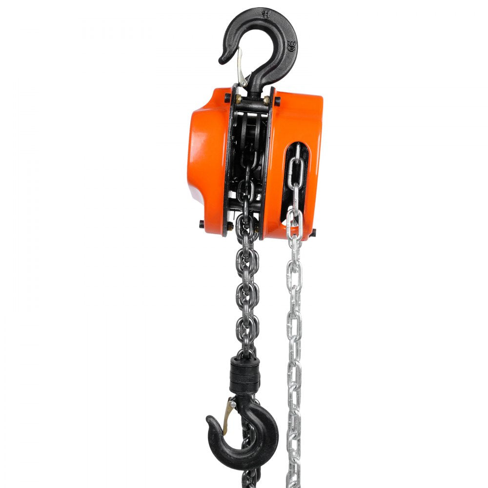 VEVOR Hand Chain Hoist, 1 Ton 2200 lbs Capacity 10 FT Come Along, G80 Galvanized Carbon Steel with Double-Pawl Brake, Auto Chain Leading & 360° Rotation Hook, for Garage Factory Dock