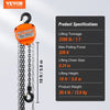 VEVOR Hand Chain Hoist, 1 Ton 2200 lbs Capacity 20 FT Come Along, G80 Galvanized Carbon Steel with Double-Pawl Brake, Auto Chain Leading & 360° Rotation Hook, for Garage Factory Dock