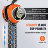VEVOR Hand Chain Hoist, 3 Ton 6600 lbs Capacity 10 FT Come Along, G80 Galvanized Carbon Steel with Double-Pawl Brake, Auto Chain Leading & 360° Rotation Hook, for Garage Factory Dock