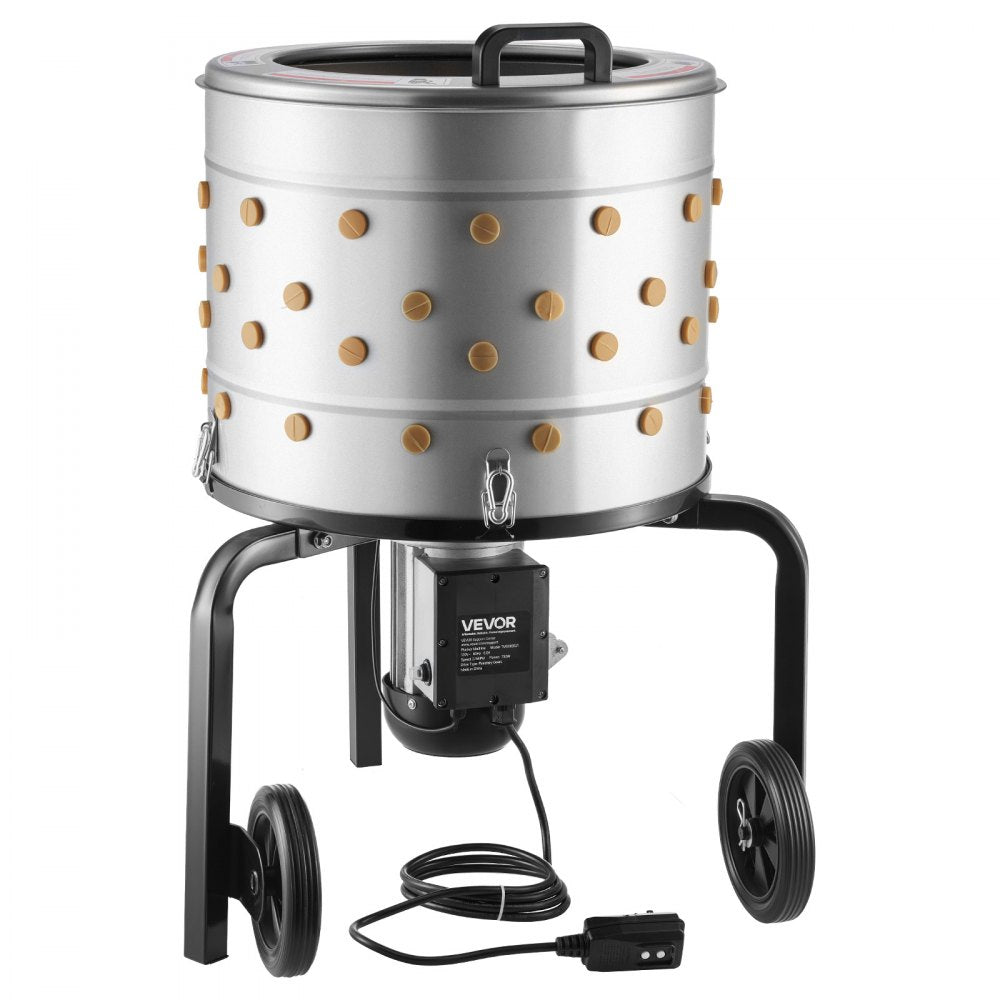 VEVOR Chicken Plucker Machine, 19.7 in Drum, 750W & 275RPM Electric Chicken Plucking Machine with 98 Soft Fingers & Transport Wheels, Stainless Steel Feather Remover for Processing 2 Chicks Once
