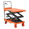 VEVOR Hydraulic Lift Table Cart, 330 lbs Capacity 50 in Lifting Height, for Material Handling, Moving, Transportation, Manual Double Scissor Lift Table, with 4 Wheels and Handle, Heavy-Duty Steel