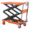 VEVOR Hydraulic Lift Table Cart, 330 lbs Capacity 50 in Lifting Height, for Material Handling, Moving, Transportation, Manual Double Scissor Lift Table, with 4 Wheels and Handle, Heavy-Duty Steel