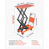 VEVOR Hydraulic Lift Table Cart, 770 lbs Capacity 50 in Lifting Height, for Material Handling, Moving, Transportation, Manual Double Scissor Lift Table, with 4 Wheels and Handle, Heavy-Duty Steel