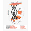VEVOR Hydraulic Lift Table Cart, 500 lbs Capacity 50 in Lifting Height, for Material Handling, Moving, Transportation, Manual Double Scissor Lift Table, with 4 Wheels and Handle, Heavy-Duty Steel