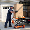 VEVOR Hydraulic Lift Table Cart, 500 lbs Capacity 50 in Lifting Height, for Material Handling, Moving, Transportation, Manual Double Scissor Lift Table, with 4 Wheels and Handle, Heavy-Duty Steel