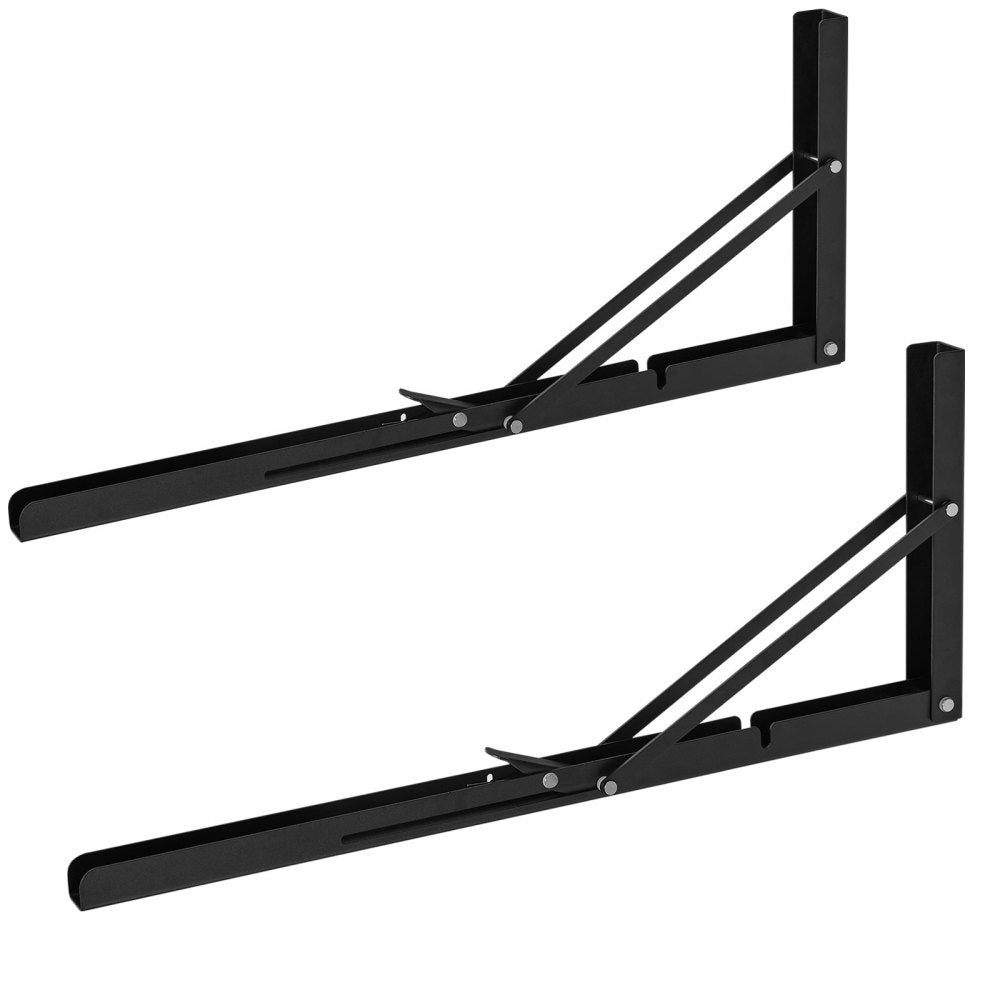 VEVOR Shelf Bracket Foldable, 24” L 2 Pcs , Heavy Duty Floating Shelf Brackets, Brackets for Shelves, 5mm Thick Matte Black L Shelf Bracket,Steel Shelving Brackets with 300 lbs Load Capacity