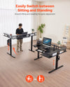 VEVOR L Shaped Desk, Electric Adjustable Height Corner Gaming Desk with Keyboard Tray and Dual Hooks, Heavy Duty L-Shaped Computer Table with Light Strip for Home Office, Easy to Assemble, Black - Image 2