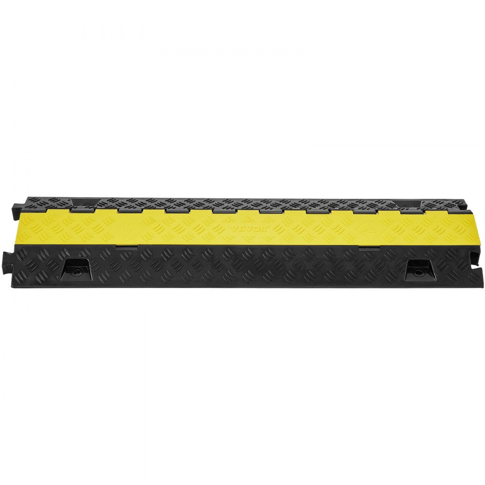 VEVOR 5 PCs Cable Protector Ramp, 2 Channel, 22000 lbs/axle Capacity Heavy Duty TPU Wire Cover Ramp Hose Protector Ramp Driveway, Traffic Speed Bump with TPR Flip-Open Top Cover, for Indoor & Outdoor