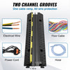 VEVOR 5-Piece Rubber Cable Guard, Dual Channel, 12000 lbs per Axle Load Capacity, Durable Hose & Wire Protection Ramp for Driveways, with Easy Access Top & 50 ft Caution Tape for Both Indoor & Outd