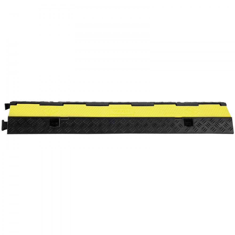 VEVOR 5-Piece Rubber Cable Guard, Dual Channel, 12000 lbs per Axle Load Capacity, Durable Hose & Wire Protection Ramp for Driveways, with Easy Access Top & 50 ft Caution Tape for Both Indoor & Outd