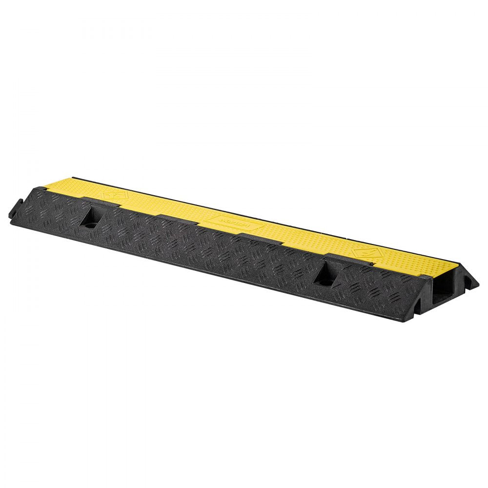 VEVOR Cable Protector Ramp, 22,000 lbs/axle Capacity, 1 Channel Heavy Duty Rubber Cord Hose Wire Cover, 2.76 x 1.97 in Channel, Traffic Speed Bump with Flip-Open Top Cover, for Indoor Outdoor, 1 Pack