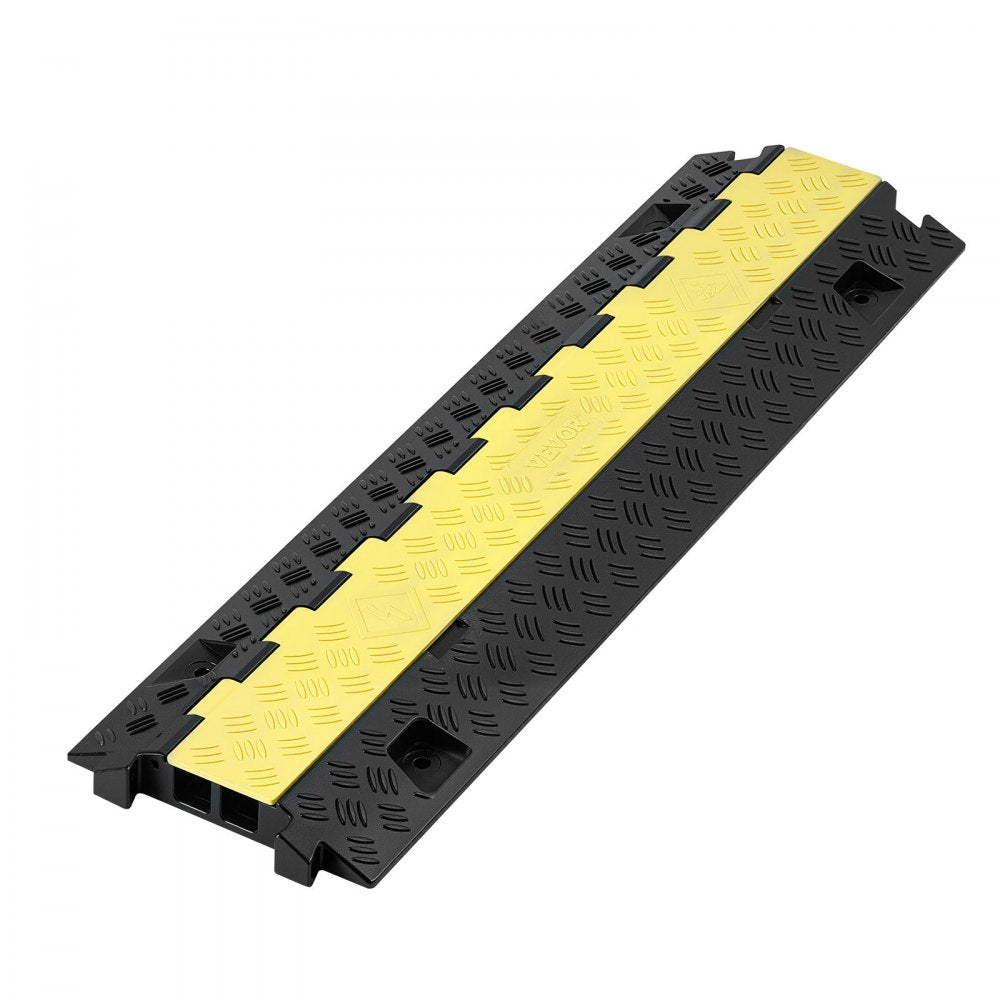 VEVOR Cable Protector Ramp, 22,000 lbs/axle Capacity, 2 Channel Heavy Duty TPU Cord Hose Wire Cover, 1.2 x 1.1 in Channel, Traffic Speed Bump with Flip-Open Top Cover, for Indoor Outdoor Use, 3 Pack