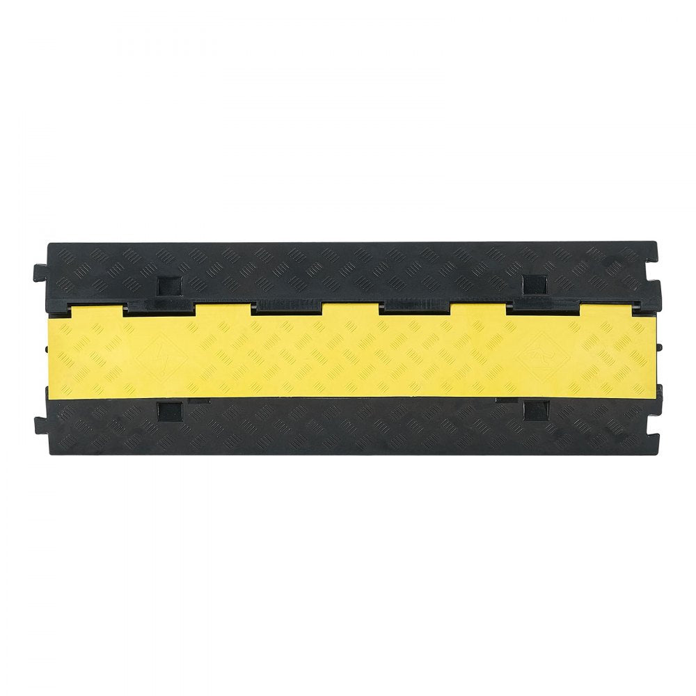 VEVOR Cable Protector Ramp, 22,000 lbs/axle Capacity, 2 Channel Heavy Duty Rubber Cord Hose Wire Cover, 2.2 x 2 in Channel, Traffic Speed Bump with Flip-Open Top Cover, for Indoor Outdoor, 1 Pack