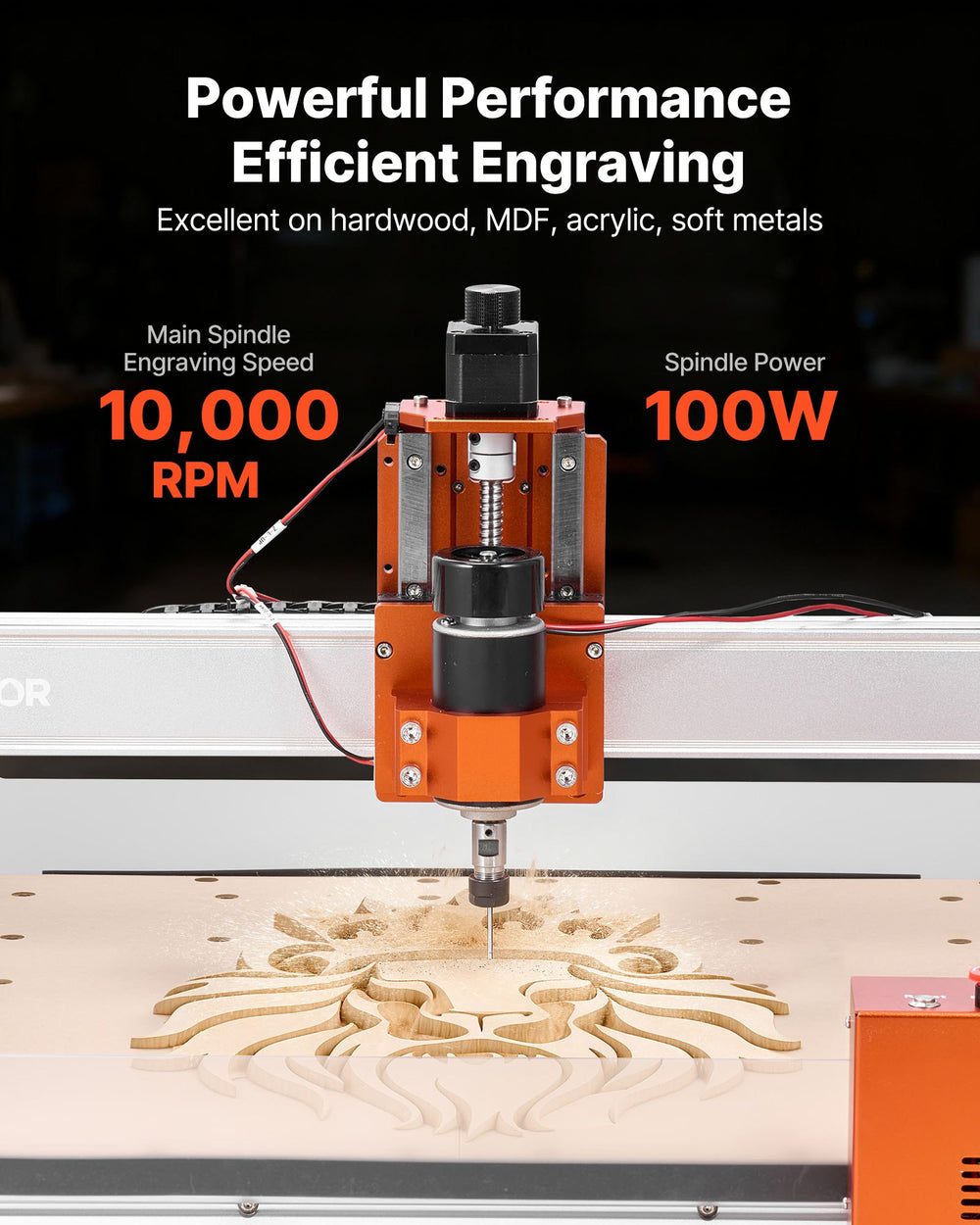 VEVOR CNC Router Machine, 100W Spindle, 3-Axis Wood Engraving Milling Machine, with 15.75 x 15.75 x 3.74 in Working Area, Linear Rail, Aluminum Alloy Structure, for Wood Acrylic Carving Cutting