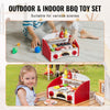 VEVOR Kids BBQ Grill Playset, Wooden Grill Playset With Realistic Carbon Fire, Wooden Play Food Kitchen Accessory (26 PCS), Indoor/Outdoor Interactive Pretend Play Toys for Boys Girls Ages 3+ Gift