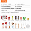 VEVOR Kids BBQ Grill Playset, Wooden Grill Playset With Realistic Carbon Fire, Wooden Play Food Kitchen Accessory (26 PCS), Indoor/Outdoor Interactive Pretend Play Toys for Boys Girls Ages 3+ Gift