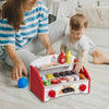 VEVOR Kids BBQ Grill Playset, Wooden Grill Playset With Realistic Carbon Fire, Wooden Play Food Kitchen Accessory (26 PCS), Indoor/Outdoor Interactive Pretend Play Toys for Boys Girls Ages 3+ Gift