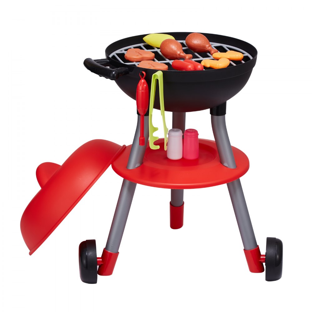 VEVOR 28 PCS BBQ Grill Playset, Kids Toys Kitchen Playset with Sound & Light, Little Chef Play, Interactive Grill Play Food Cooking Playset Barbecue Toy Grill for Toddlers Boys Girls 3-5 Birthday Gift