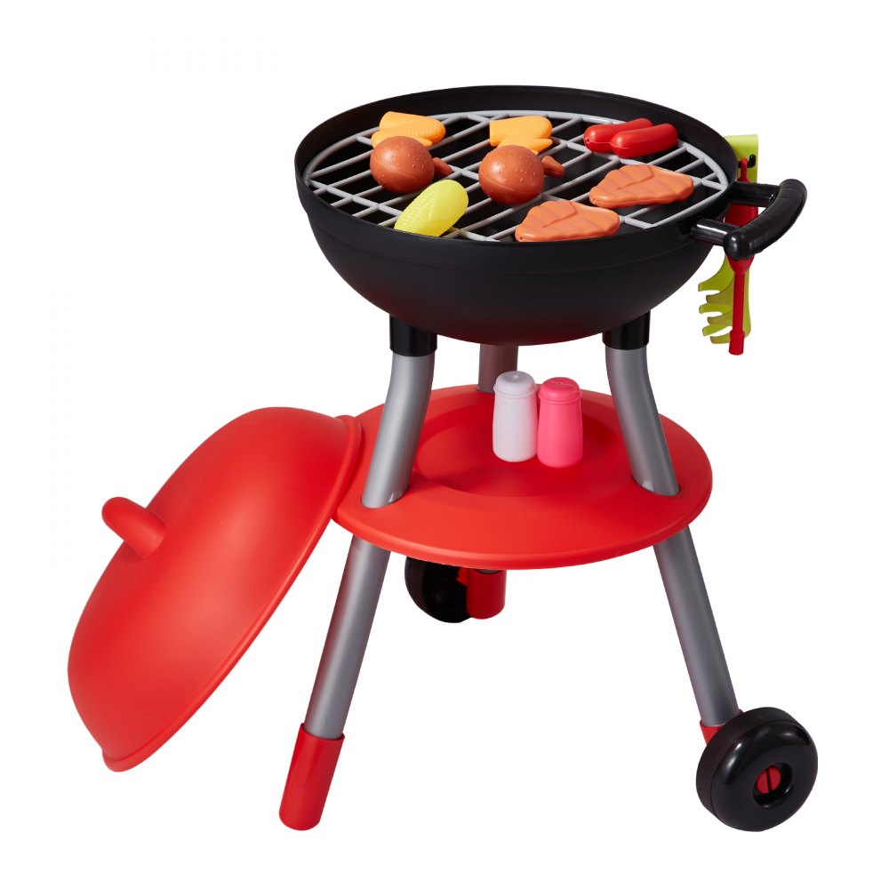 VEVOR 28 PCS BBQ Grill Playset, Kids Toys Kitchen Playset with Sound & Light, Little Chef Play, Interactive Grill Play Food Cooking Playset Barbecue Toy Grill for Toddlers Boys Girls 3-5 Birthday Gift