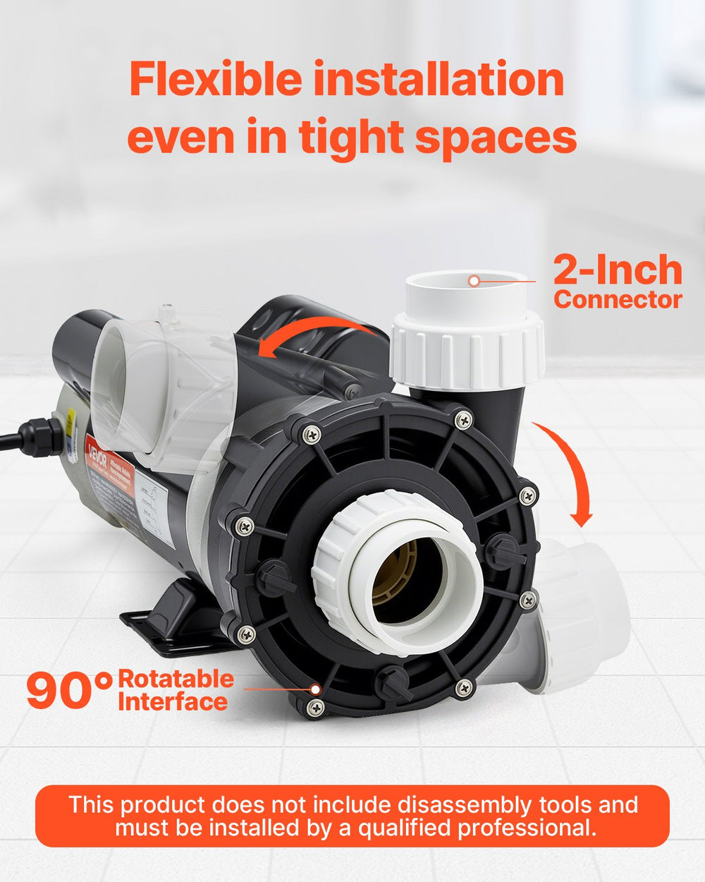 VEVOR SPA Pump, 3 HP, 2-Speed Hot Tub Pump with 2-Inch Intake (image 2)