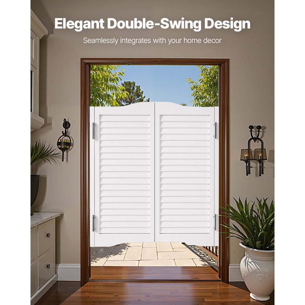 VEVOR Double Saloon Doors, 32"W x 36" H Arched Top Interior Swinging Cafe Doors, Premium Pine Wood, with Hinges & Hardware Kit, Easy to Install, for Hallway Kitchen Bar Pub Entrance, White