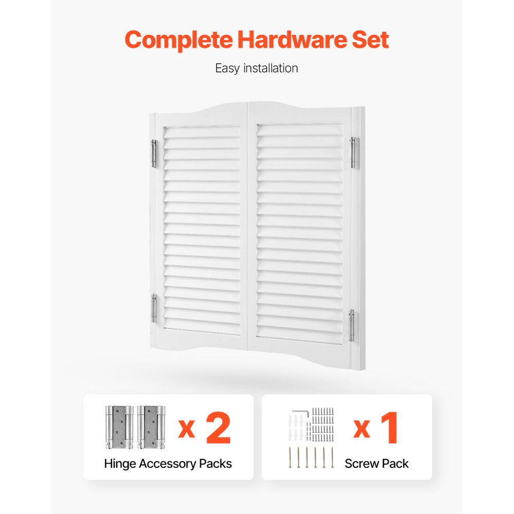 VEVOR Double Saloon Doors, 32"W x 36" H Arched Top Interior Swinging Cafe Doors, Premium Pine Wood, with Hinges & Hardware Kit, Easy to Install, for Hallway Kitchen Bar Pub Entrance, White