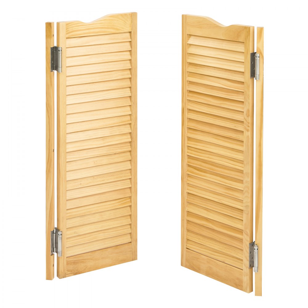 VEVOR Double Saloon Doors, 36"W x 42" H Arched Top Interior Swinging Cafe Doors, Premium Pine Wood, with Hinges & Hardware Kit, Easy to Install, for Hallway Kitchen Bar Pub Entrance, Log Color