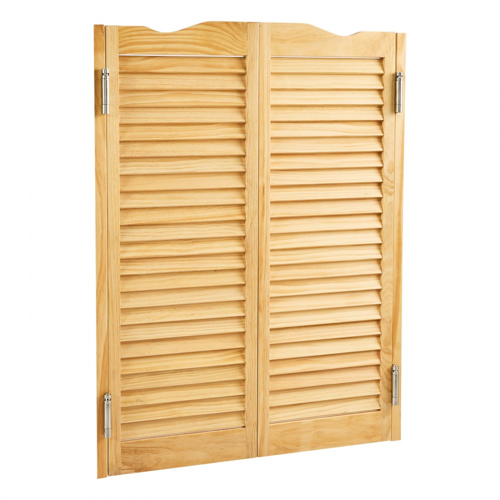 VEVOR Double Saloon Doors, 36"W x 42" H Arched Top Interior Swinging Cafe Doors, Premium Pine Wood, with Hinges & Hardware Kit, Easy to Install, for Hallway Kitchen Bar Pub Entrance, Log Color